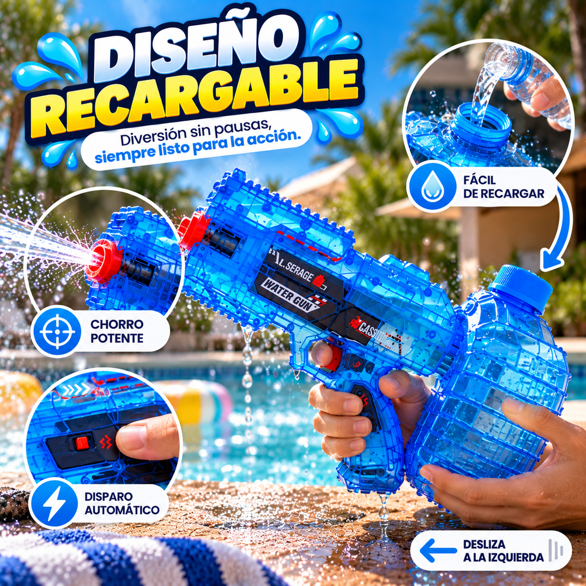 AquaBlaster™ — ¡Convierte cualquier lugar en una batalla de agua! 💦